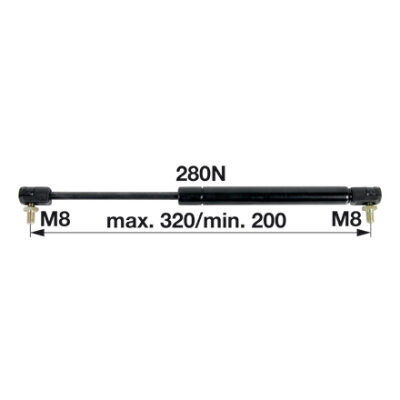 Gasdruckfeder für Türe, 280 N, Länge 320 mm anstelle von Steyr 1-34-701-485