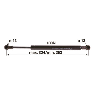 Gasdruckfeder für Türe, 180 N, Länge 324 mm anstelle von CNH 84272165