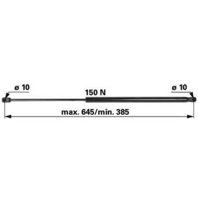 Gasdruckfeder für Frontscheibe, 150 N, Länge 650 mm anstelle von CNH 84280854